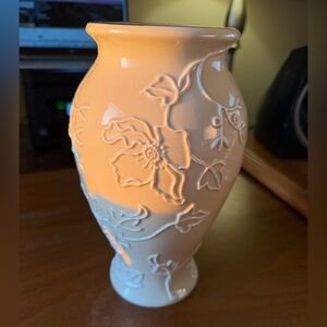 Lenox Cream with Raised White Floral Embossed Vase